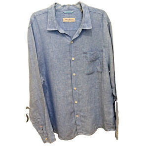 Tommy Bahama Men’s XL Blue 100% Linen Long Sleeve Button Up Shirt